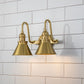 Lucas & McKearn Provence 2-Light Aged Brass Wall Light With Cone-Shaped Metal Shade