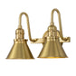 Lucas & McKearn Provence 2-Light Aged Brass Wall Light With Cone-Shaped Metal Shade