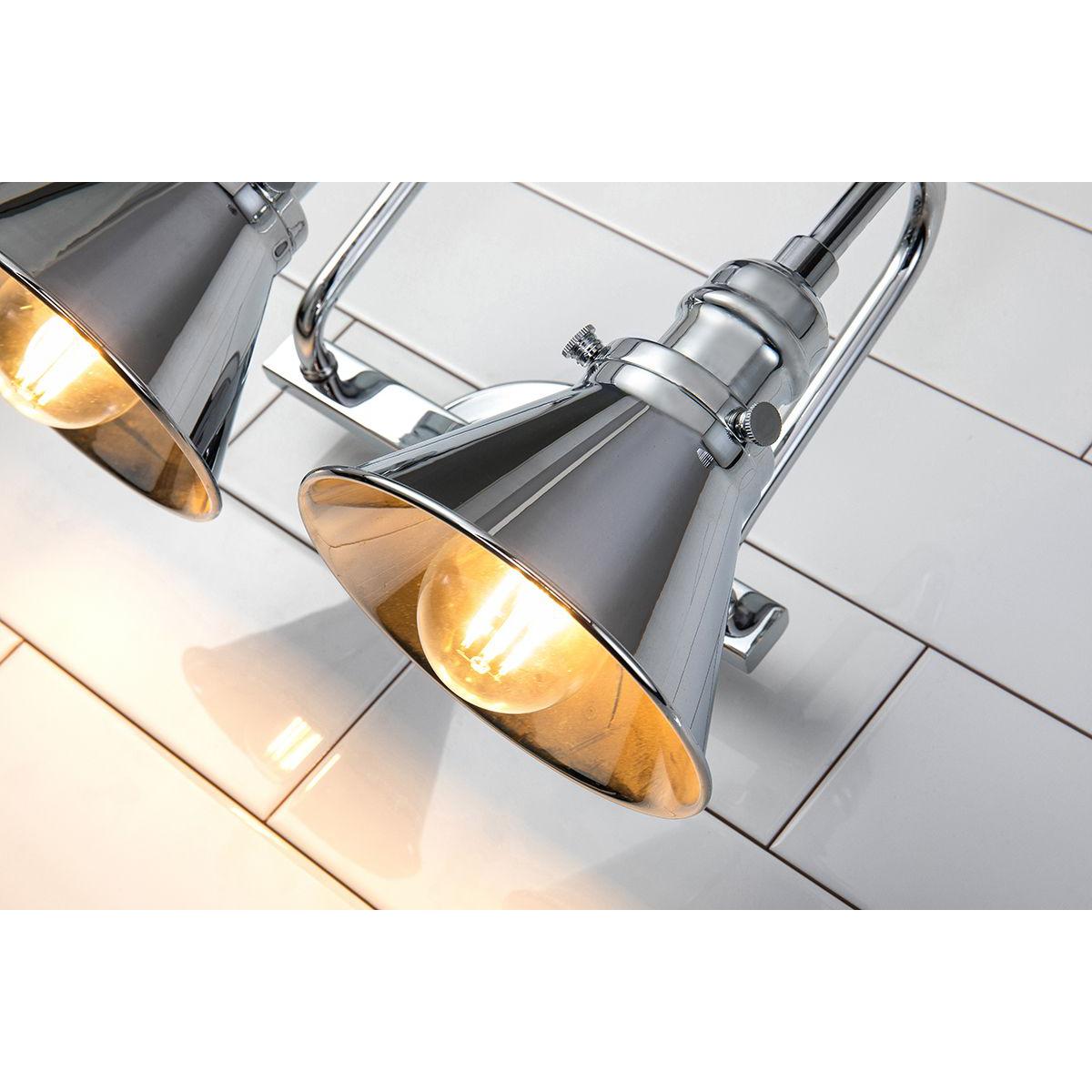 Lucas & McKearn Provence 2-Light Polished Chrome Wall Light With Cone-Shaped Metal Shade