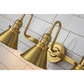 Lucas & McKearn Provence 3-Light Aged Brass Wall Light With Cone-Shaped Metal Shade