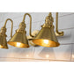 Lucas & McKearn Provence 3-Light Aged Brass Wall Light With Cone-Shaped Metal Shade