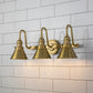 Lucas & McKearn Provence 3-Light Aged Brass Wall Light With Cone-Shaped Metal Shade