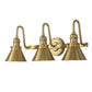 Lucas & McKearn Provence 3-Light Aged Brass Wall Light With Cone-Shaped Metal Shade