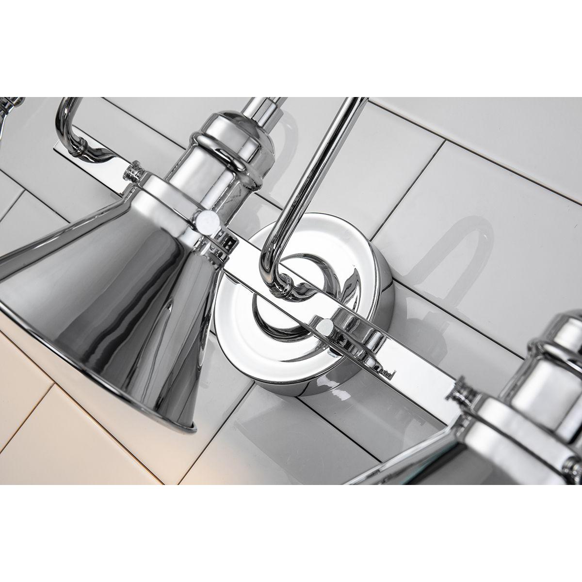 Lucas & McKearn Provence 3-Light Polished Chrome Wall Light With Cone-Shaped Metal Shade