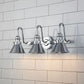 Lucas & McKearn Provence 3-Light Polished Chrome Wall Light With Cone-Shaped Metal Shade