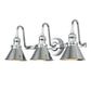 Lucas & McKearn Provence 3-Light Polished Chrome Wall Light With Cone-Shaped Metal Shade