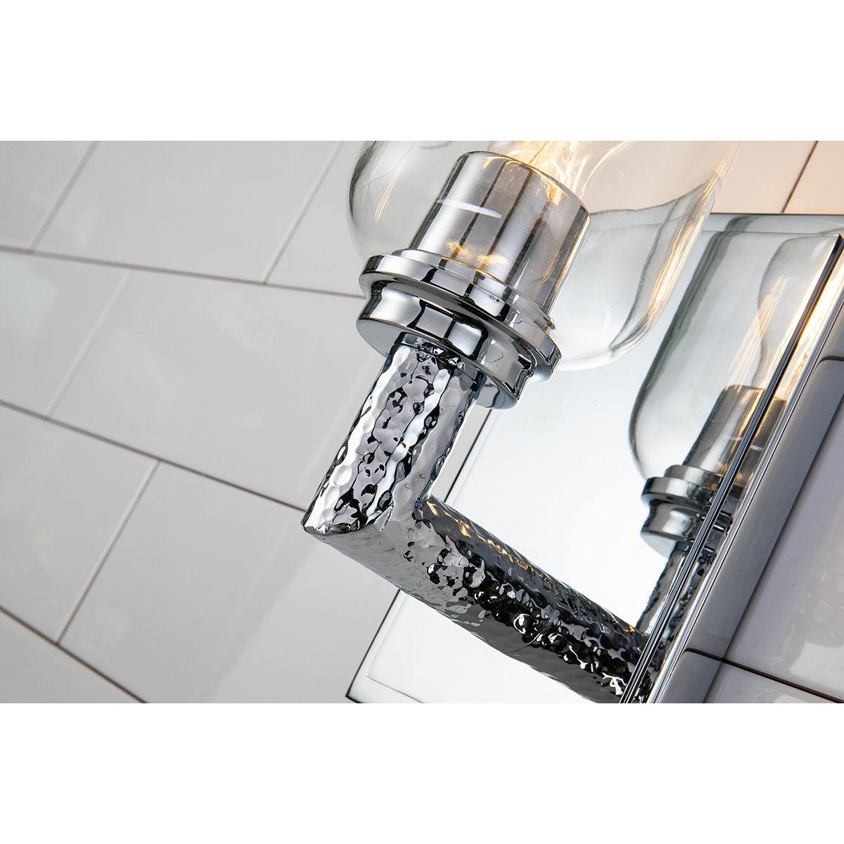 Lucas & McKearn Rampart 1-Light Polished Chrome Wall Light With Cylinder Shape Clear Glass Shade
