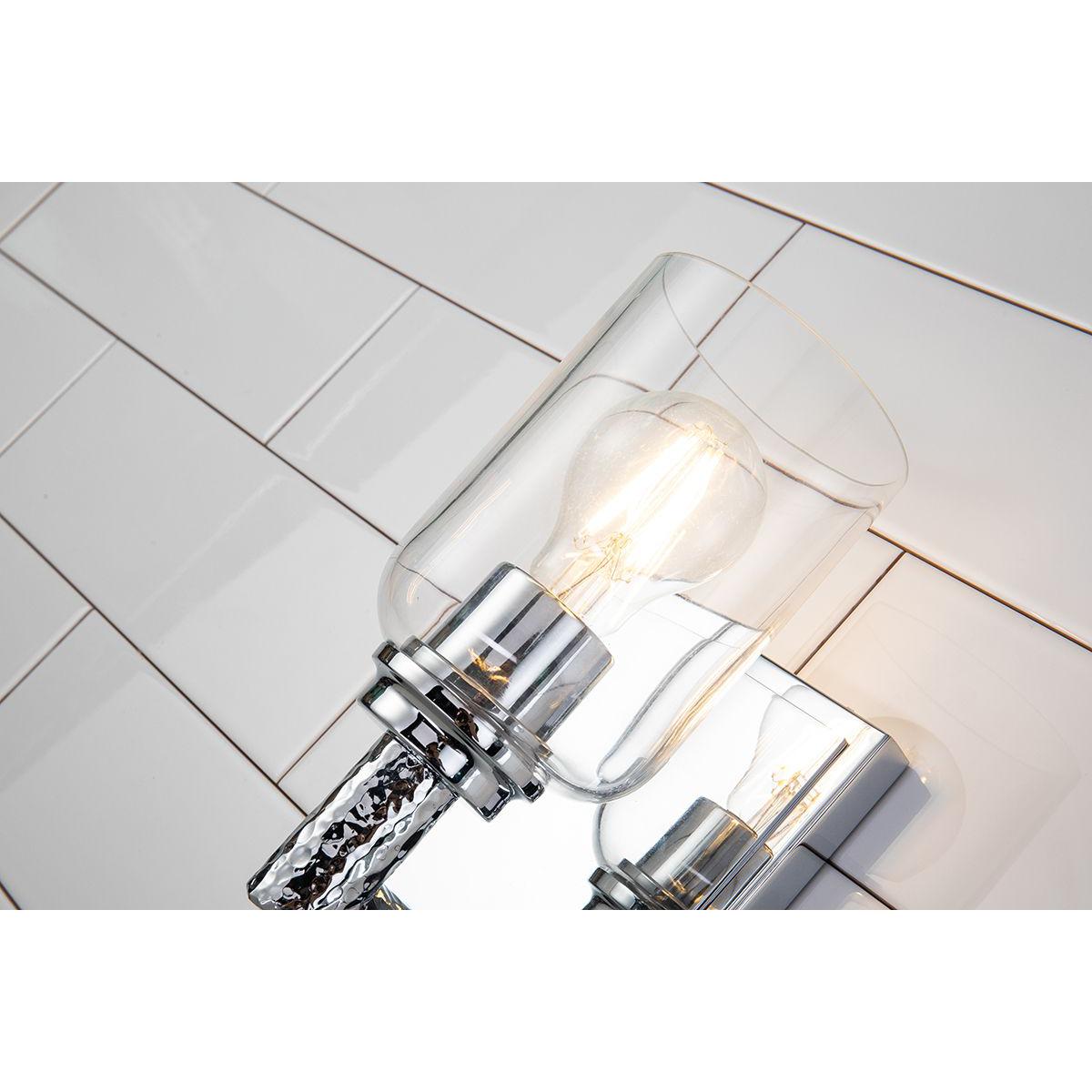 Lucas & McKearn Rampart 1-Light Polished Chrome Wall Light With Cylinder Shape Clear Glass Shade