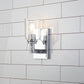 Lucas & McKearn Rampart 1-Light Polished Chrome Wall Light With Cylinder Shape Clear Glass Shade