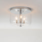 Lucas & McKearn Rampart 13" Round Polished Chrome Flush Mount Lighting With Clear Semi-Curved Glass Shade