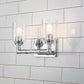Lucas & McKearn Rampart 2-Light Polished Chrome Wall Light With Cylinder Shape Clear Glass Shade