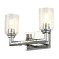 Lucas & McKearn Rampart 2-Light Polished Chrome Wall Light With Cylinder Shape Clear Glass Shade