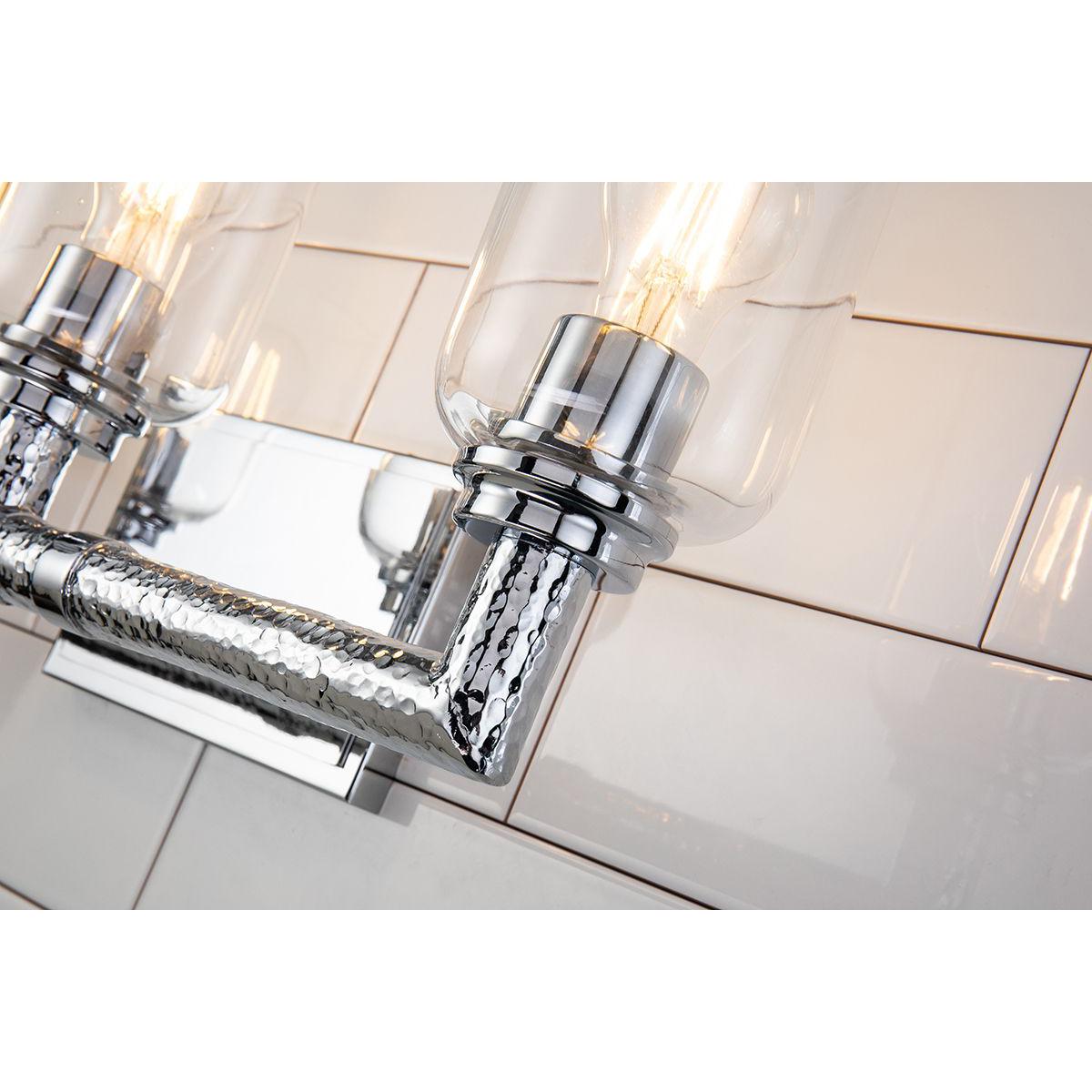 Lucas & McKearn Rampart 3-Light Polished Chrome Wall Light With Cylinder Shape Clear Glass Shade