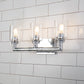 Lucas & McKearn Rampart 3-Light Polished Chrome Wall Light With Cylinder Shape Clear Glass Shade