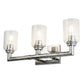 Lucas & McKearn Rampart 3-Light Polished Chrome Wall Light With Cylinder Shape Clear Glass Shade