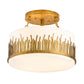 Lucas & McKearn Sawgrass 15" Round Gold Leaf Flush Mount Lighting With Frosted Glass Drum Shade