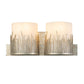 Lucas & McKearn Sawgrass 2-Light Silver Leaf Wall Light With Half-Drum Seeded Glass Shade in Grass-Like Holder