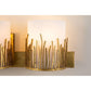Lucas & McKearn Sawgrass 3-Light Gold Leaf Wall Light With Half-Drum Seeded Glass Shade in Grass-Like Holder