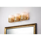 Lucas & McKearn Sawgrass 3-Light Gold Leaf Wall Light With Half-Drum Seeded Glass Shade in Grass-Like Holder
