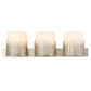 Lucas & McKearn Sawgrass 3-Light Silver Leaf Wall Light With Half-Drum Seeded Glass Shade in Grass-Like Holder