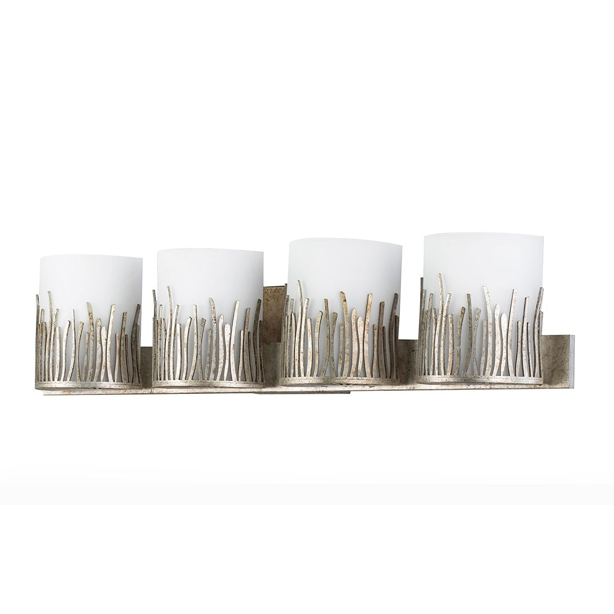 Lucas & McKearn Sawgrass 4-Light Antique Silver Leaf Bar Light With Opal Glass Shade