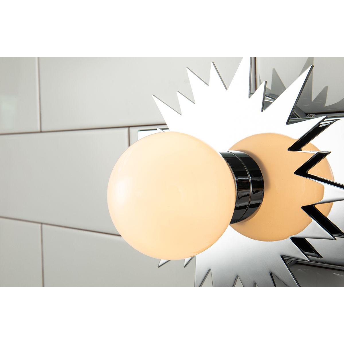 Lucas & McKearn Soleil 1-Light Polished Chrome Star-Shaped Wall Light With Sanded Glass Globe Shade
