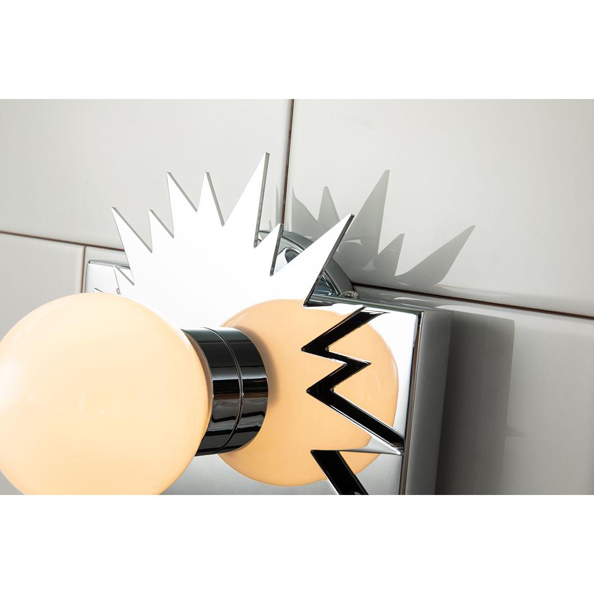 Lucas & McKearn Soleil 1-Light Polished Chrome Star-Shaped Wall Light With Sanded Glass Globe Shade