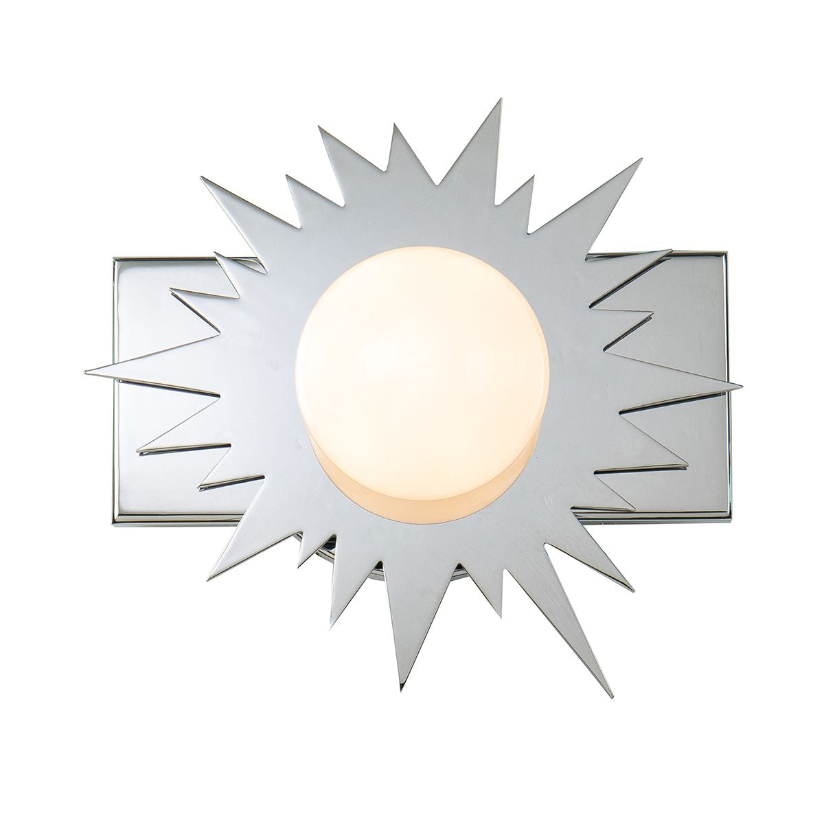 Lucas & McKearn Soleil 1-Light Polished Chrome Star-Shaped Wall Light With Sanded Glass Globe Shade