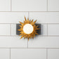 Lucas & McKearn Soleil 1-Light Weathered Zinc and Antique Gold Leaf Star-Shaped Wall Light With Sanded Glass Globe Shade
