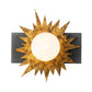 Lucas & McKearn Soleil 1-Light Weathered Zinc and Antique Gold Leaf Star-Shaped Wall Light With Sanded Glass Globe Shade