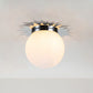 Lucas & McKearn Soleil 15" Sun-Shaped Polished Chrome Flush Mount Lighting With Sanded Globe Glass Shade