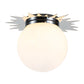 Lucas & McKearn Soleil 15" Sun-Shaped Polished Chrome Flush Mount Lighting With Sanded Globe Glass Shade