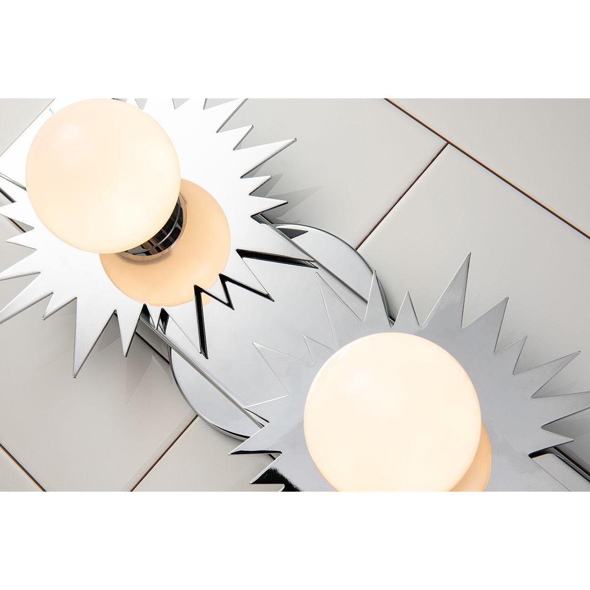 Lucas & McKearn Soleil 2-Light Polished Chrome Star-Shaped Wall Light With Sanded Glass Globe Shade
