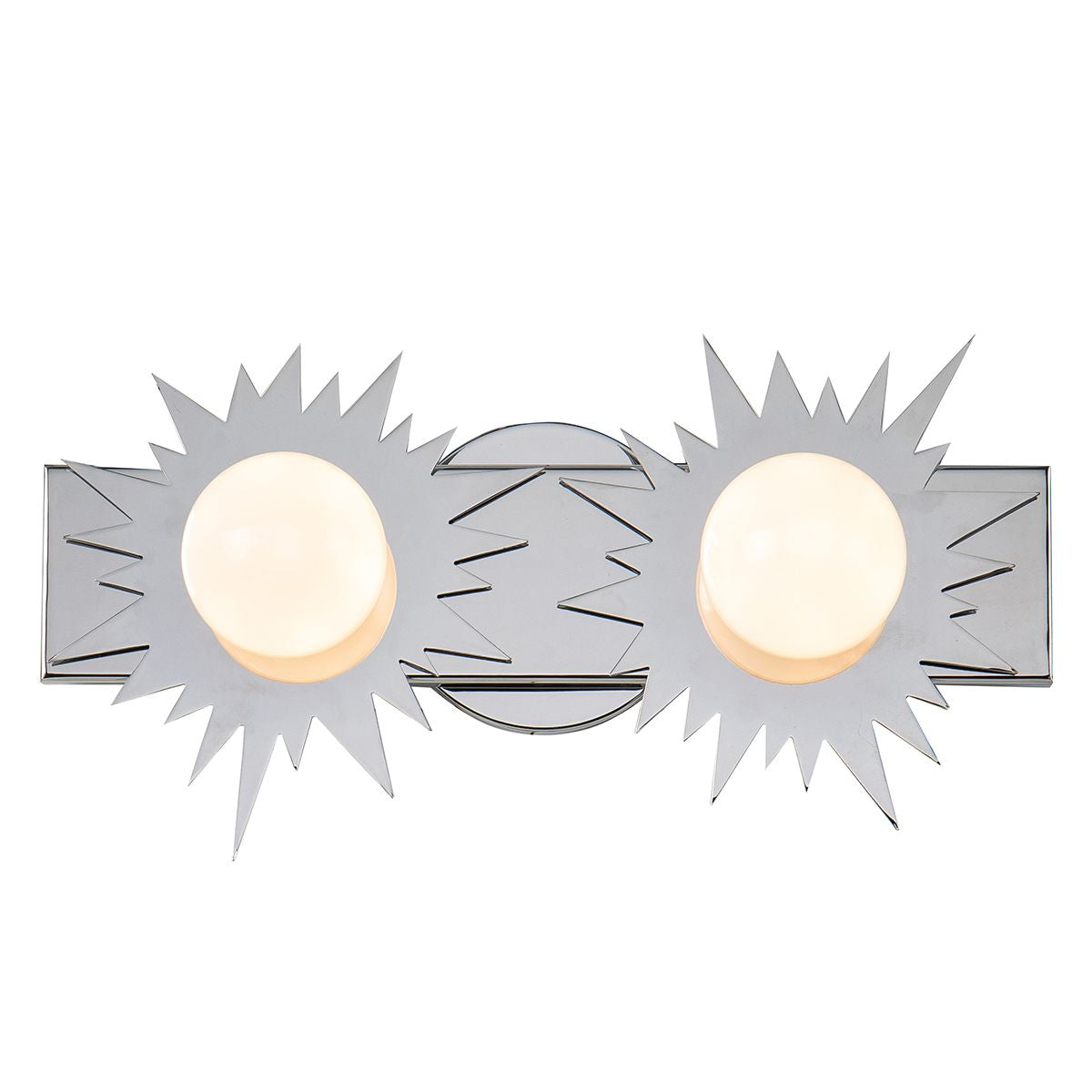 Lucas & McKearn Soleil 2-Light Polished Chrome Star-Shaped Wall Light With Sanded Glass Globe Shade