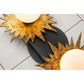 Lucas & McKearn Soleil 2-Light Weathered Zinc and Antique Gold Leaf Star-Shaped Wall Light With Sanded Glass Globe Shade