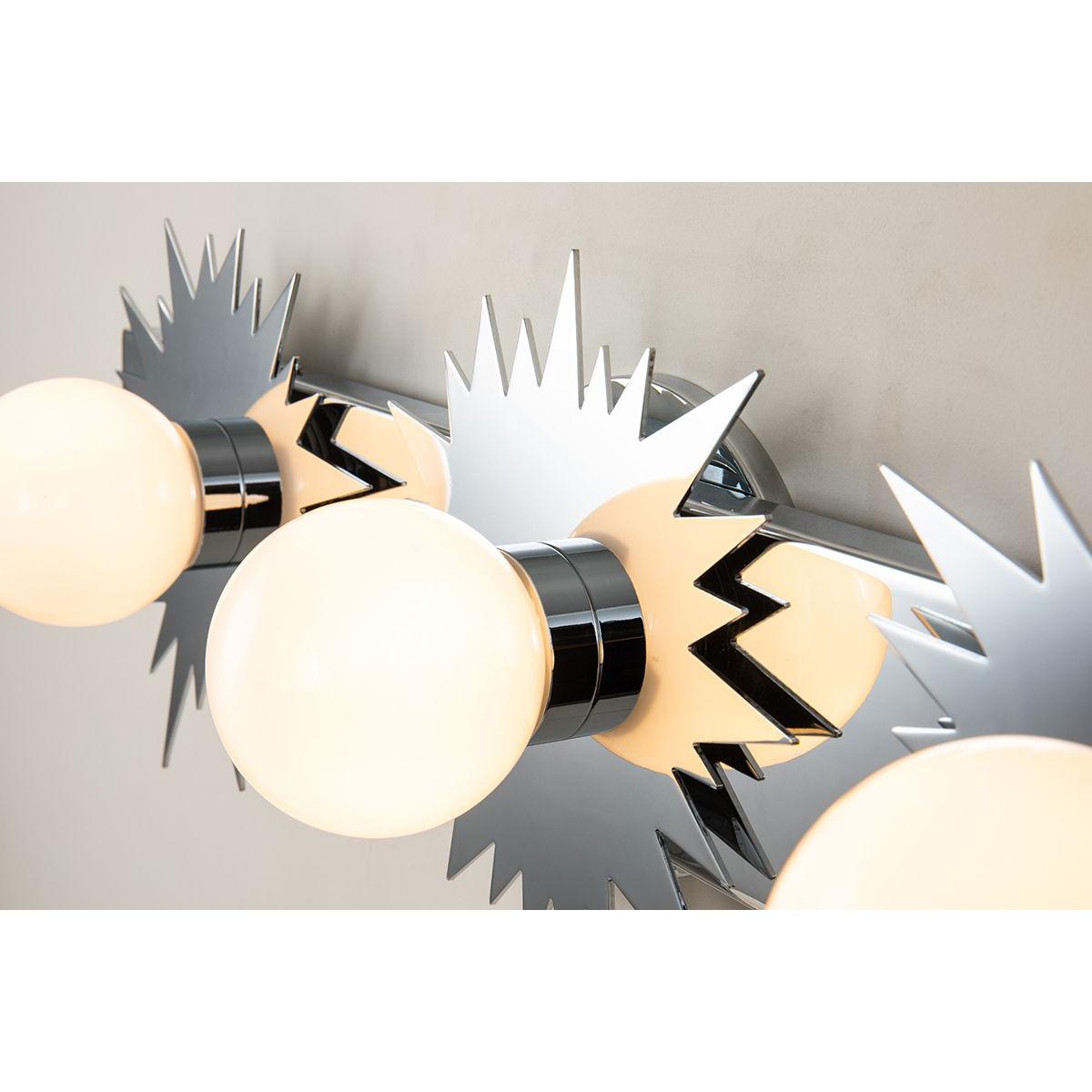 Lucas & McKearn Soleil 3-Light Chrome Star-Shaped Wall Light With Sanded Glass Globe Shade