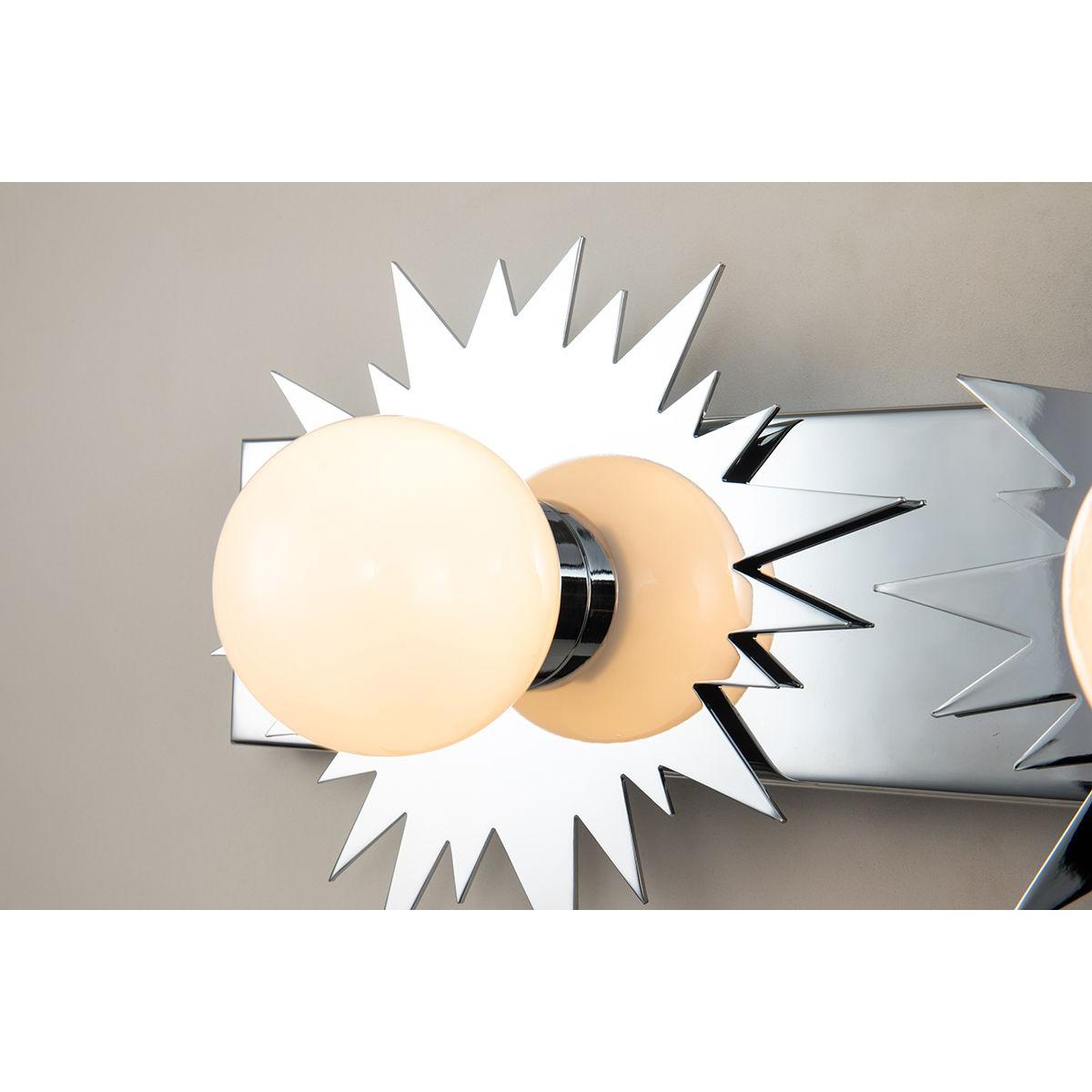 Lucas & McKearn Soleil 3-Light Chrome Star-Shaped Wall Light With Sanded Glass Globe Shade