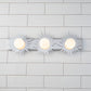 Lucas & McKearn Soleil 3-Light Chrome Star-Shaped Wall Light With Sanded Glass Globe Shade