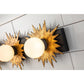 Lucas & McKearn Soleil 3-Light Weathered Zinc and Antique Gold Leaf Star-Shaped Wall Light With Sanded Glass Globe Shade