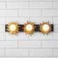 Lucas & McKearn Soleil 3-Light Weathered Zinc and Antique Gold Leaf Star-Shaped Wall Light With Sanded Glass Globe Shade