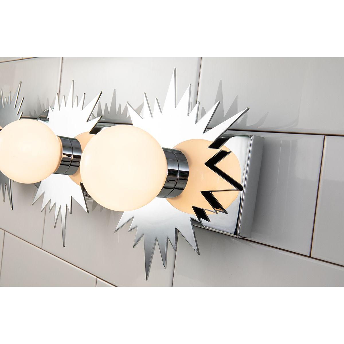 Lucas & McKearn Soleil 4-Light Polished Chrome Star-Shaped Wall Light With Sanded Glass Globe Shade