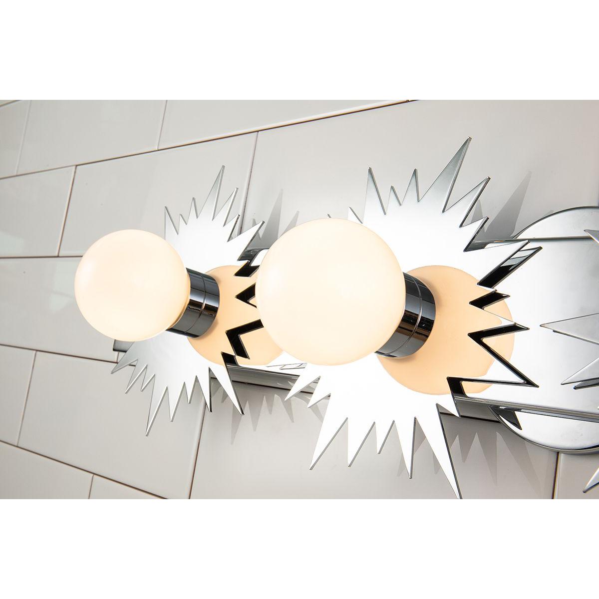 Lucas & McKearn Soleil 4-Light Polished Chrome Star-Shaped Wall Light With Sanded Glass Globe Shade