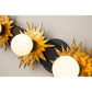Lucas & McKearn Soleil 4-Light Weathered Zinc and Antique Gold Leaf Star-Shaped Wall Light With Sanded Glass Globe Shade