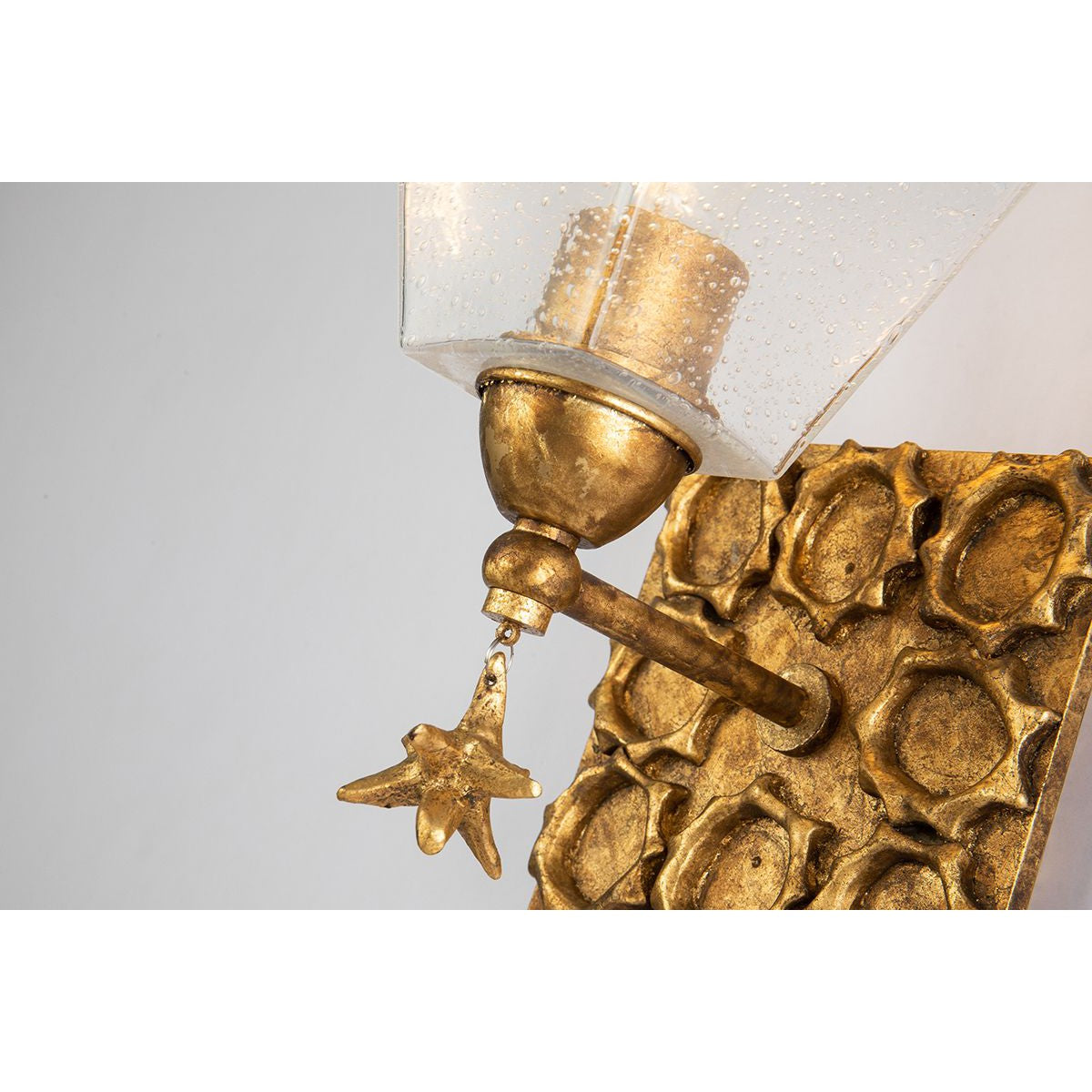 Lucas & McKearn Star 1-Light Gold Leaf Wall Light With Fanciful Dangling Decoration