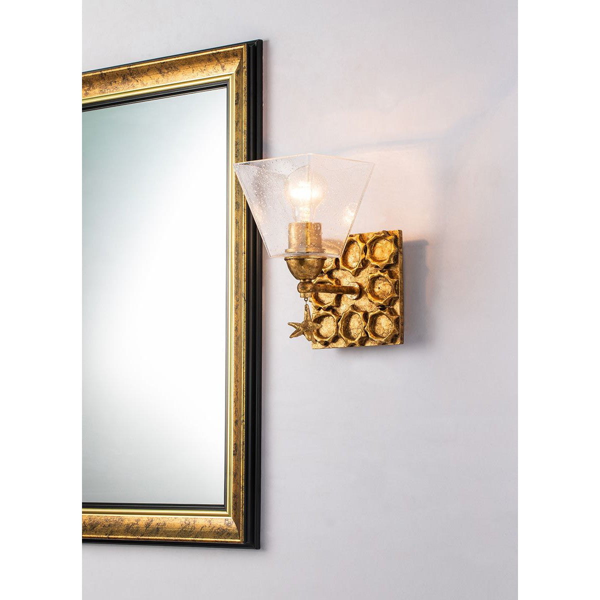 Lucas & McKearn Star 1-Light Gold Leaf Wall Light With Fanciful Dangling Decoration