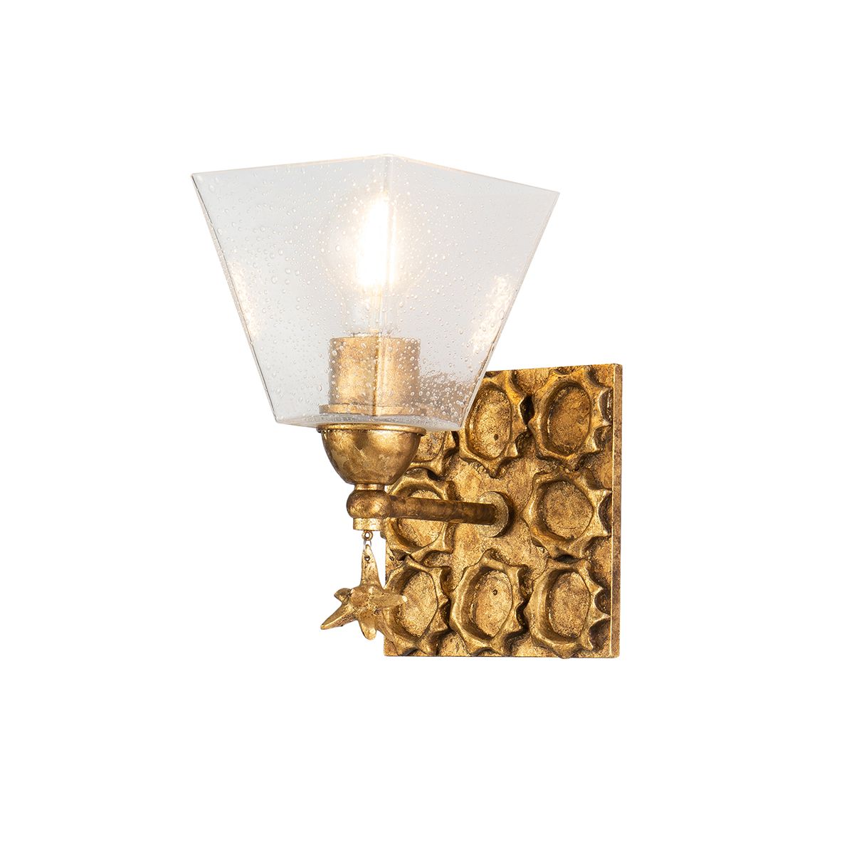 Lucas & McKearn Star 1-Light Gold Leaf Wall Light With Fanciful Dangling Decoration