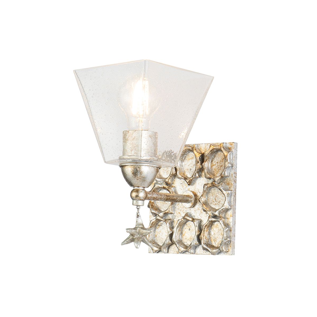 Lucas & McKearn Star 1-Light Silver Wall Light With Fanciful Dangling Decoration