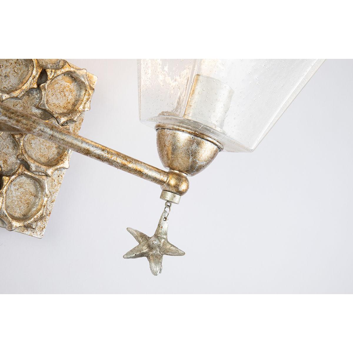 Lucas & McKearn Star 2-Light Silver Wall Light With Fanciful Dangling Decoration