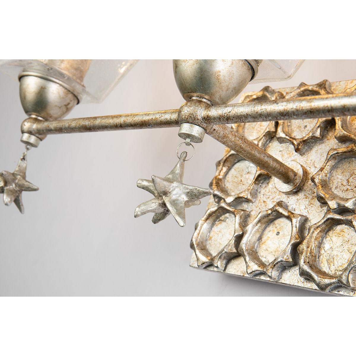 Lucas & McKearn Star 3-Light Silver Wall Light With Fanciful Dangling Decoration