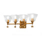 Lucas & McKearn Star 4-Light Antique Gold Leaf Bar Light With Water Glass Shade and Star Gold Accent